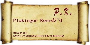 Plakinger Konrád névjegykártya